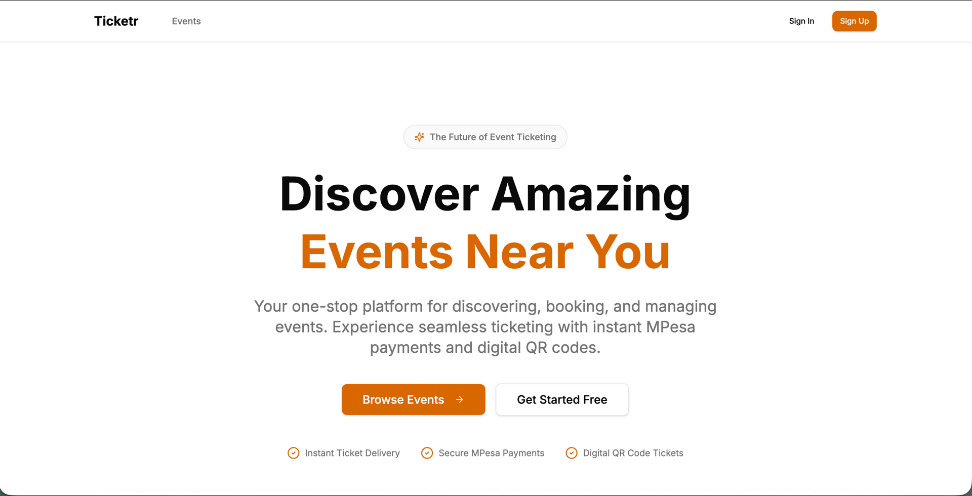 Ticketr event ticketing platform interface showing event discovery and booking features